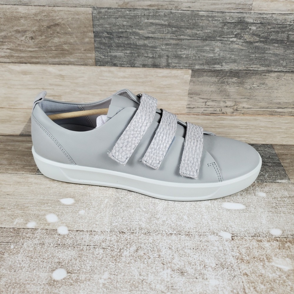 ECCO Soft 8 Womens Comfort Shoes Sz 11 Gray‎ Leather Low Top Round Toe Sneakers